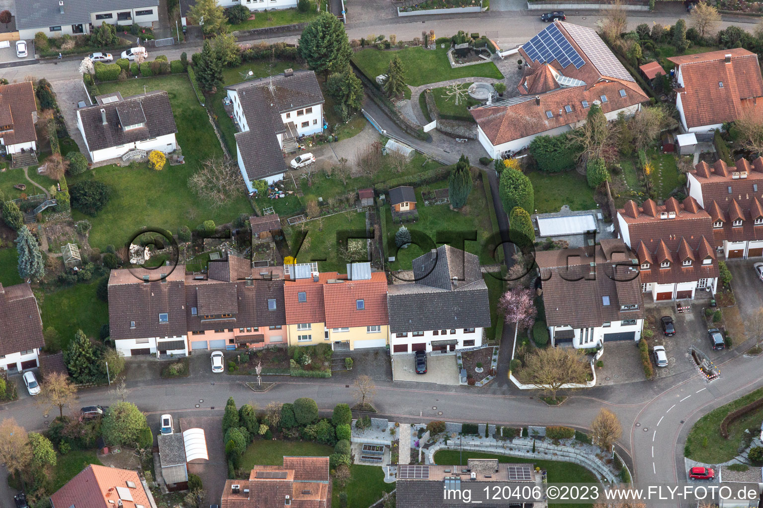 Bird's eye view of District Fessenbach in Offenburg in the state Baden-Wuerttemberg, Germany