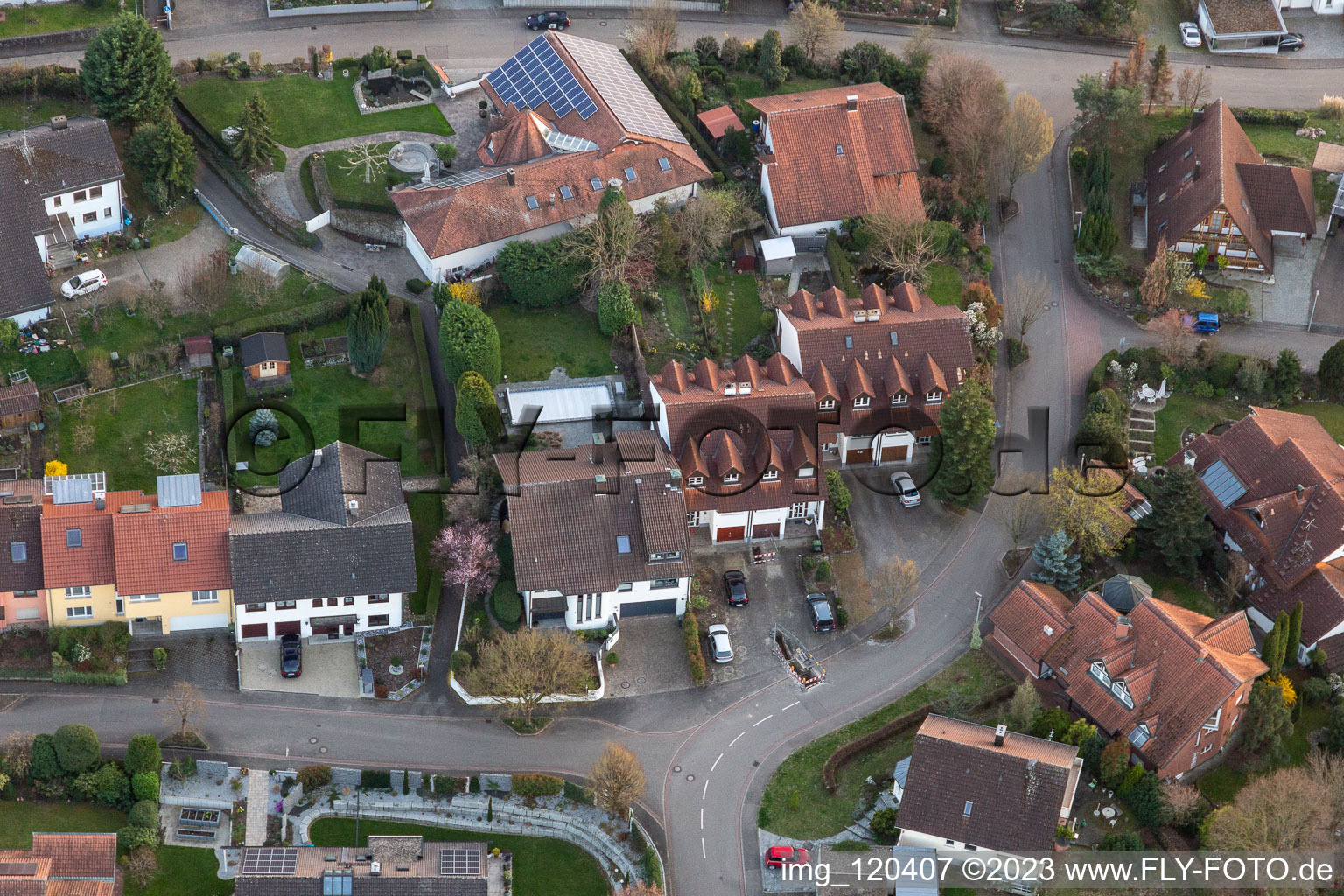 District Fessenbach in Offenburg in the state Baden-Wuerttemberg, Germany viewn from the air