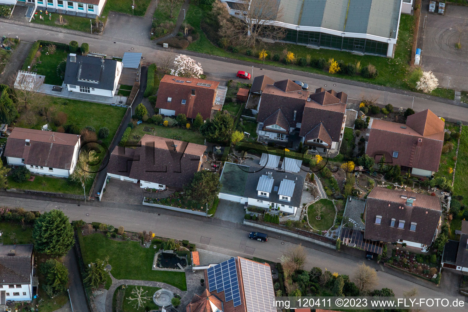 District Fessenbach in Offenburg in the state Baden-Wuerttemberg, Germany from a drone