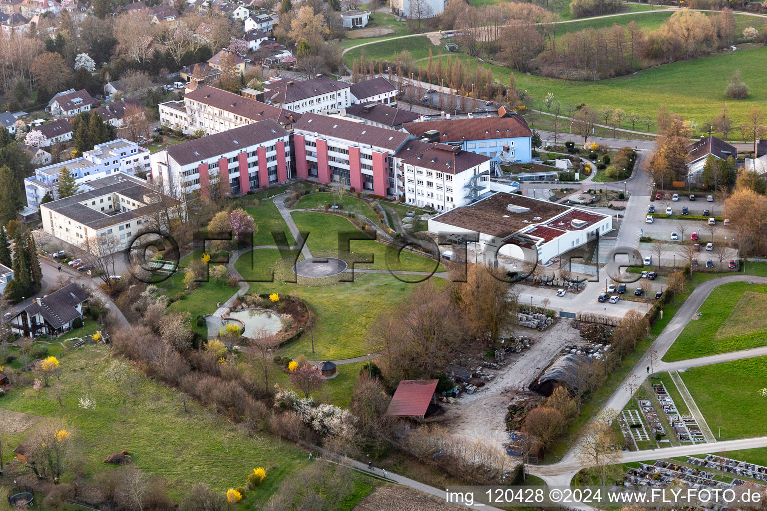 Aerial view of Hospital grounds of the Clinic Ortenau Klinikum Offenburg-Kehl Standort St. Josefsklinik in Offenburg in the state Baden-Wurttemberg, Germany