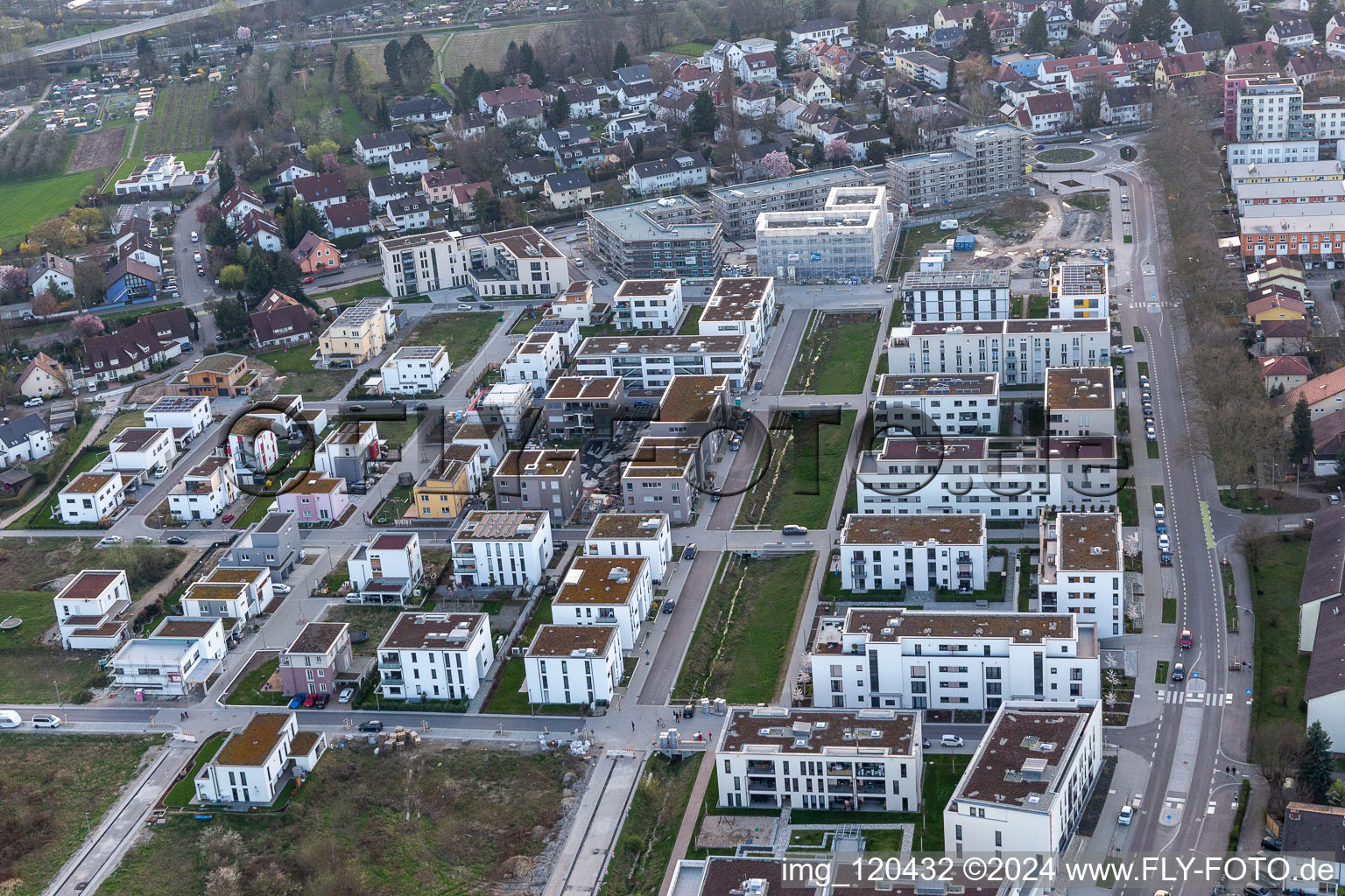 Aerial view of In silk thread in Offenburg in the state Baden-Wuerttemberg, Germany