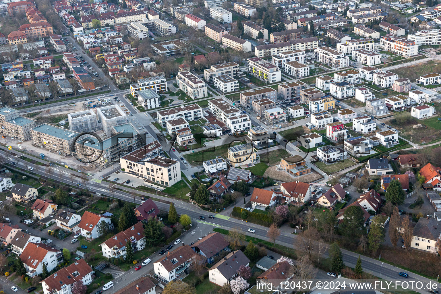 Oblique view of In silk thread in Offenburg in the state Baden-Wuerttemberg, Germany