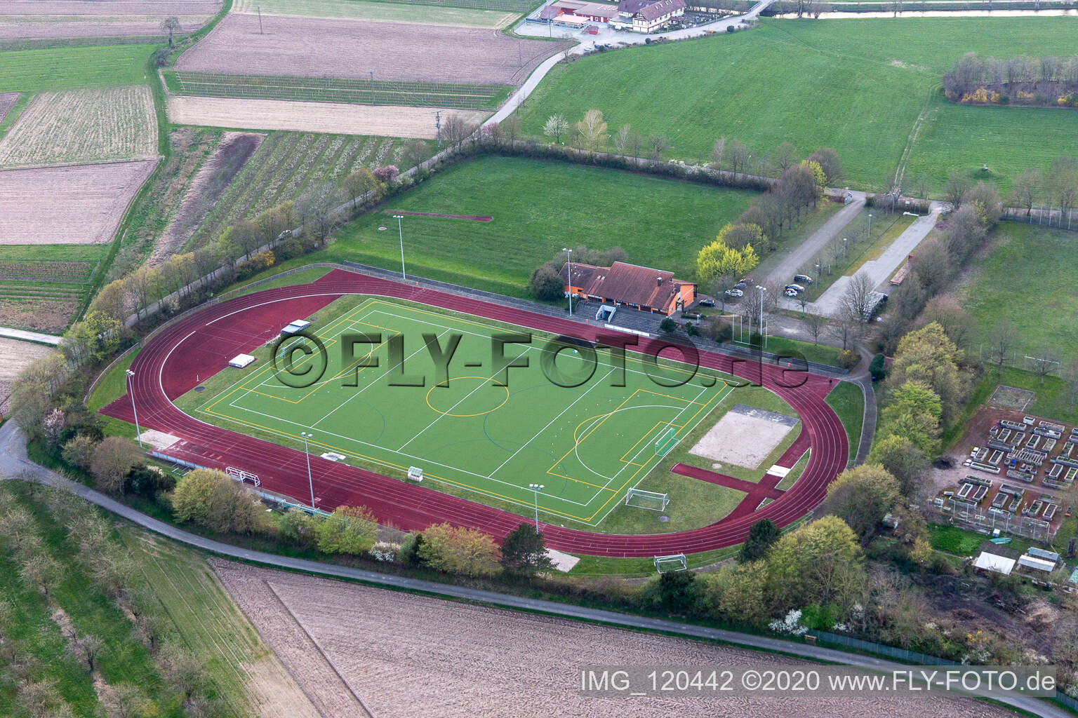 Sports facility grounds of stadium Schaible Stadion in Offenburg in the state Baden-Wuerttemberg, Germany