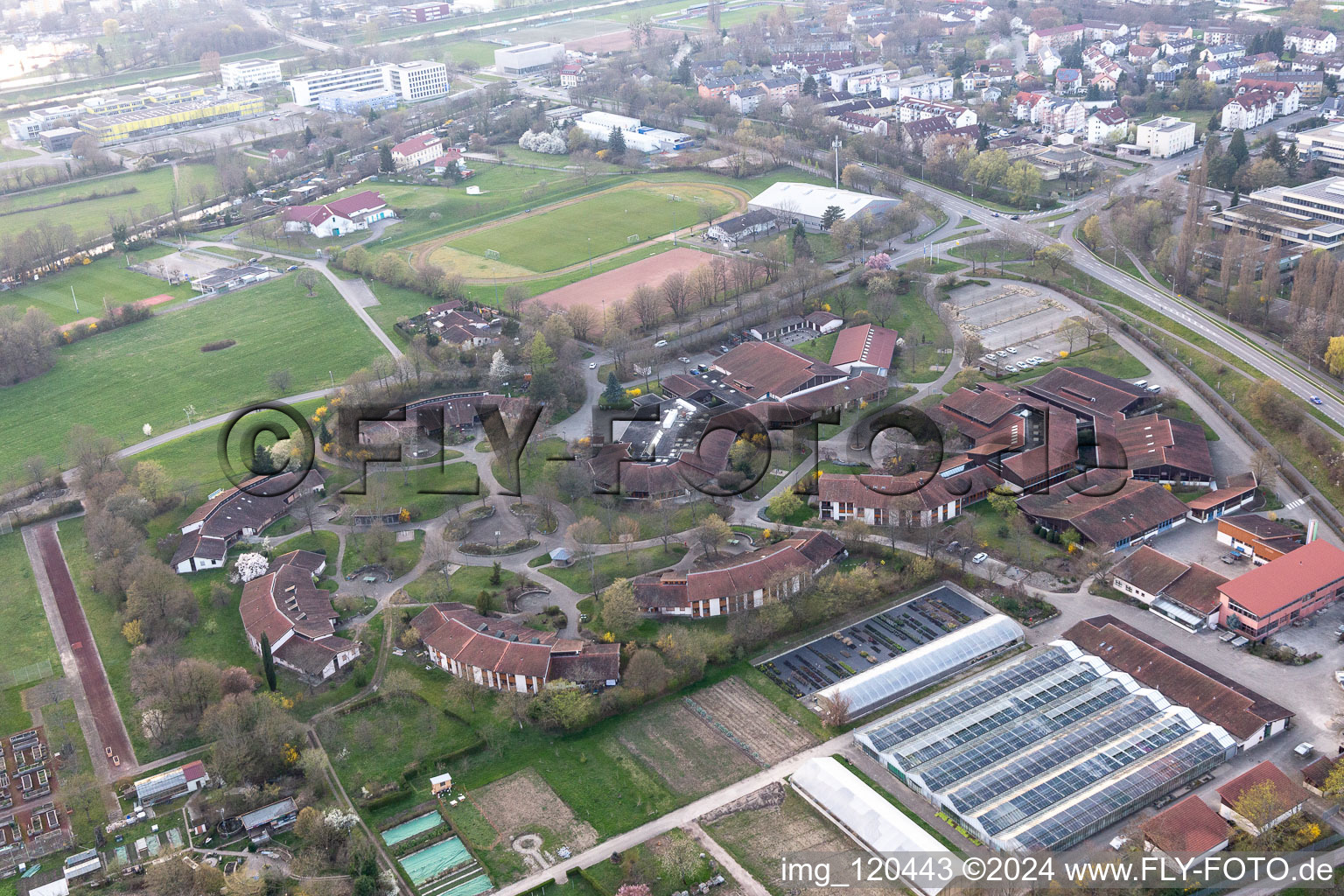 Buildings of the Youth Home CJD Jugenddorf Offenburg - Saegeteich in Offenburg in the state Baden-Wuerttemberg, Germany