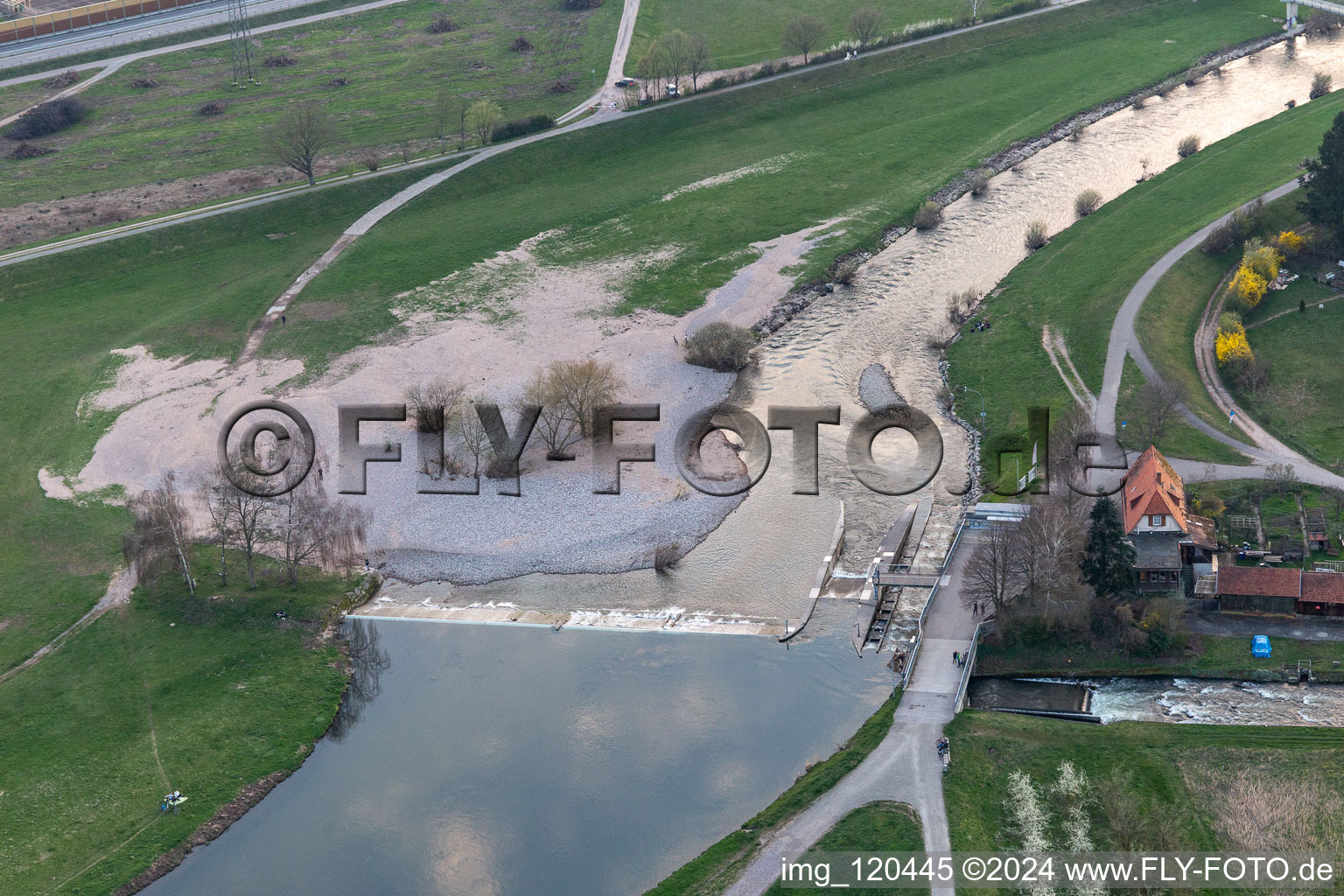 Rest area at the big dike in the district Elgersweier in Offenburg in the state Baden-Wuerttemberg, Germany