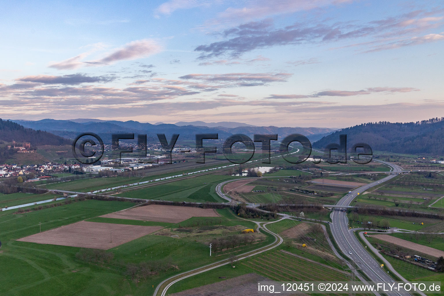 Riparian zones on the course of the river of the Kinzig river in Ohlsbach in the state Baden-Wuerttemberg, Germany