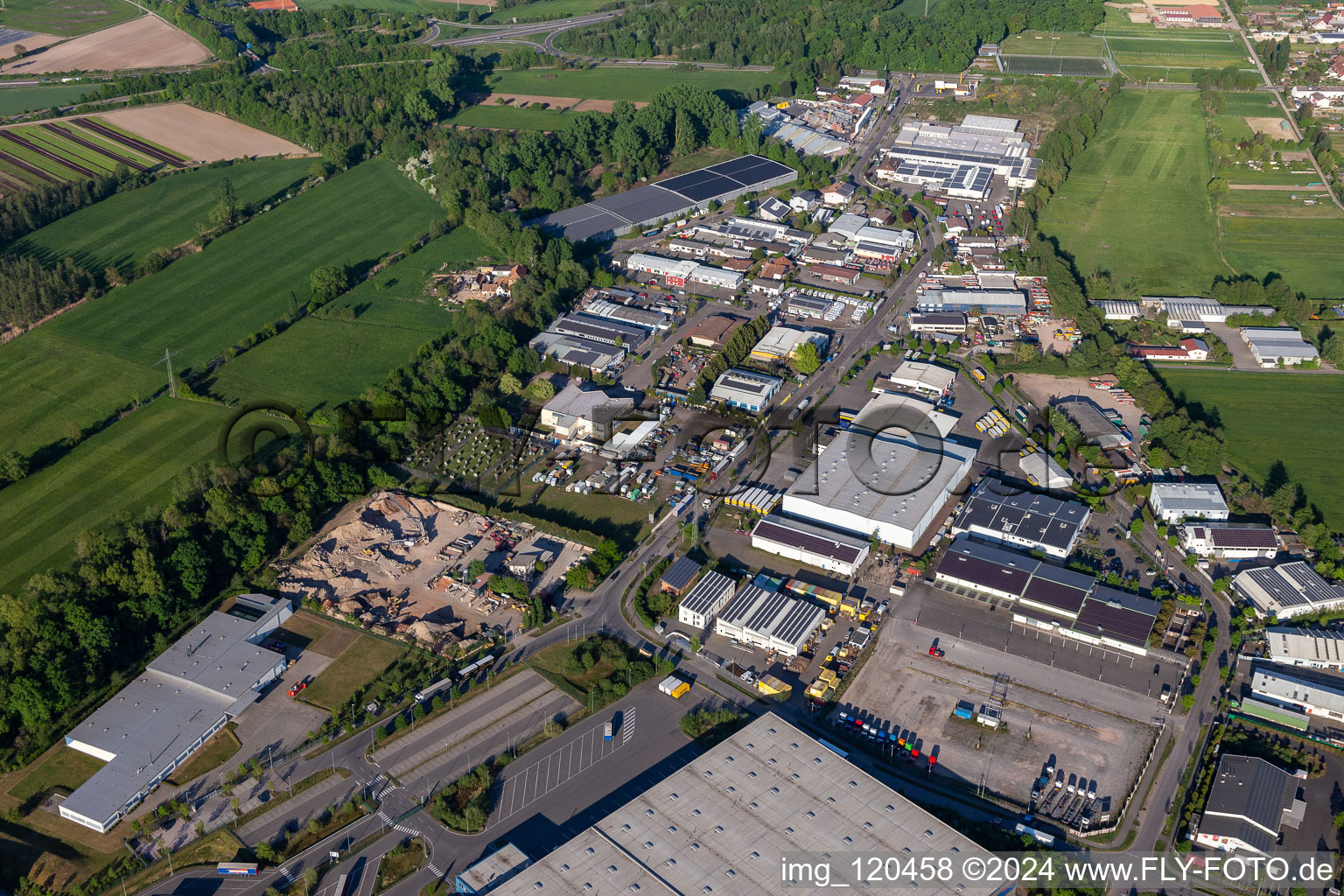 Aerial view of Horst Industrial Estate in the district Minderslachen in Kandel in the state Rhineland-Palatinate, Germany