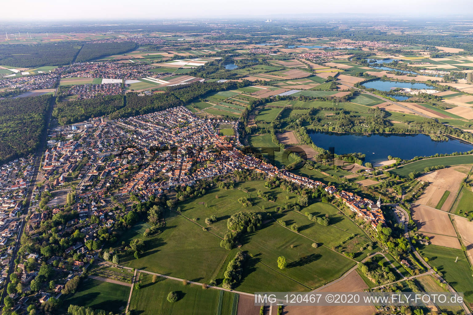 Jockgrim in the state Rhineland-Palatinate, Germany from the drone perspective