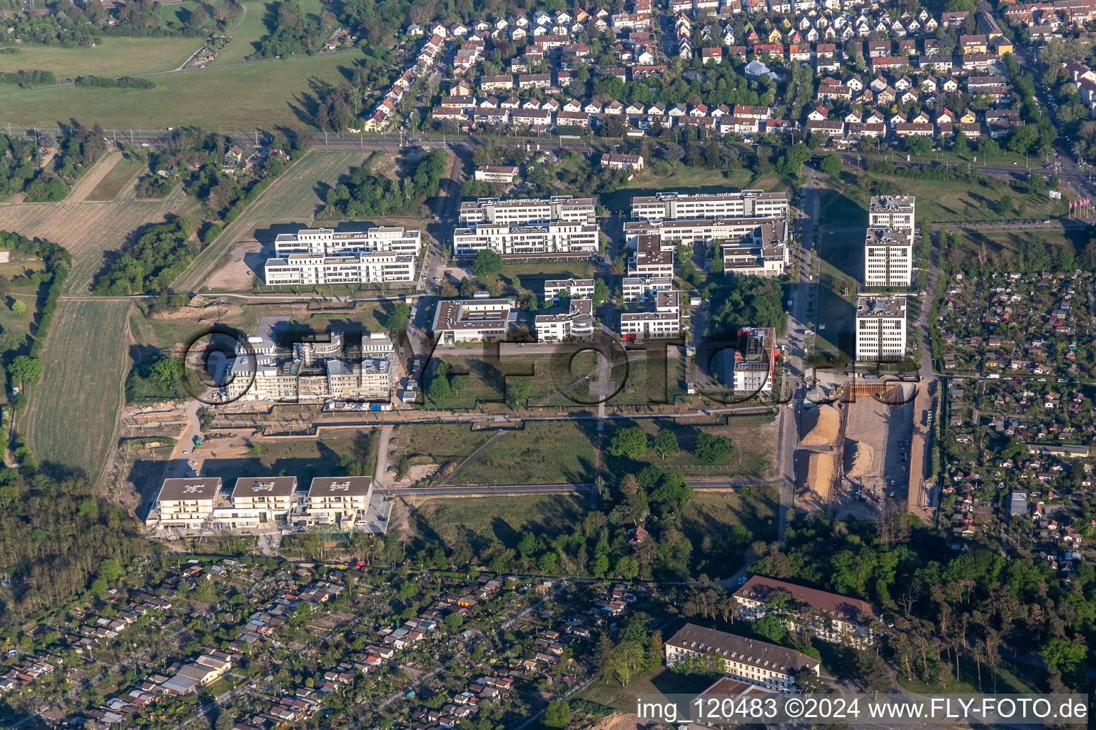 Drone image of Technology Park in the district Rintheim in Karlsruhe in the state Baden-Wuerttemberg, Germany