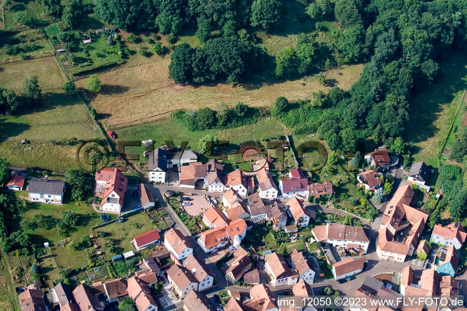 Drone recording of District Gräfenhausen in Annweiler am Trifels in the state Rhineland-Palatinate, Germany