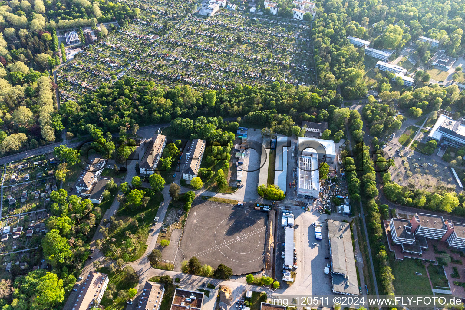 Aerial photograpy of KIT Campus East in the district Rintheim in Karlsruhe in the state Baden-Wuerttemberg, Germany