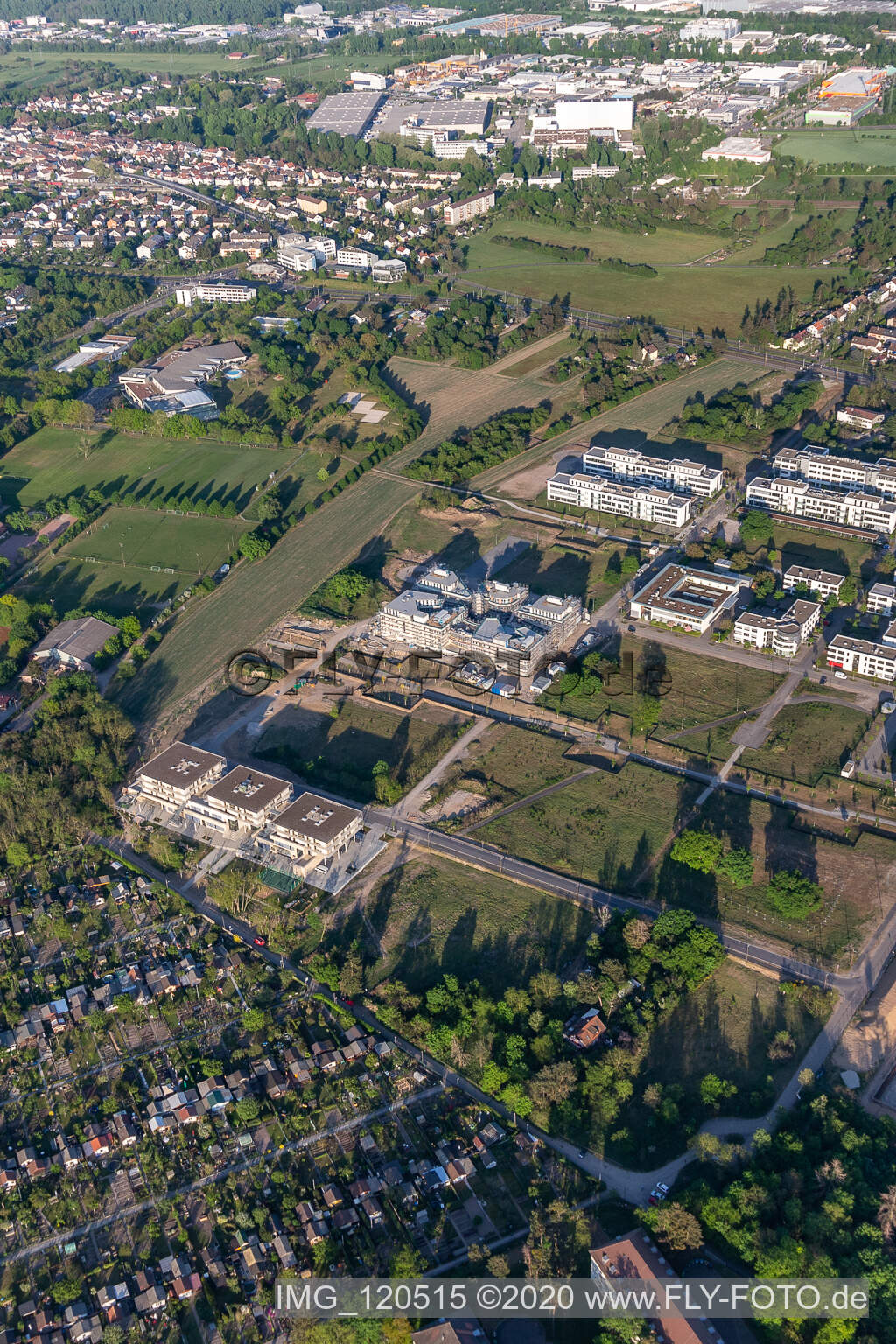 Aerial photograpy of Construction site of the LTC - Linder Technology Campus on Wilhelm-Schickard-Straße in the Technology Park Karlsruhe in the district Rintheim in Karlsruhe in the state Baden-Wuerttemberg, Germany