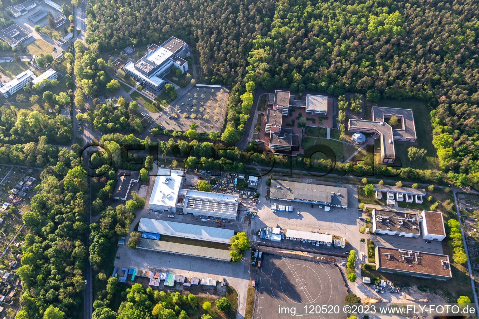Oblique view of KIT Campus East in the district Rintheim in Karlsruhe in the state Baden-Wuerttemberg, Germany