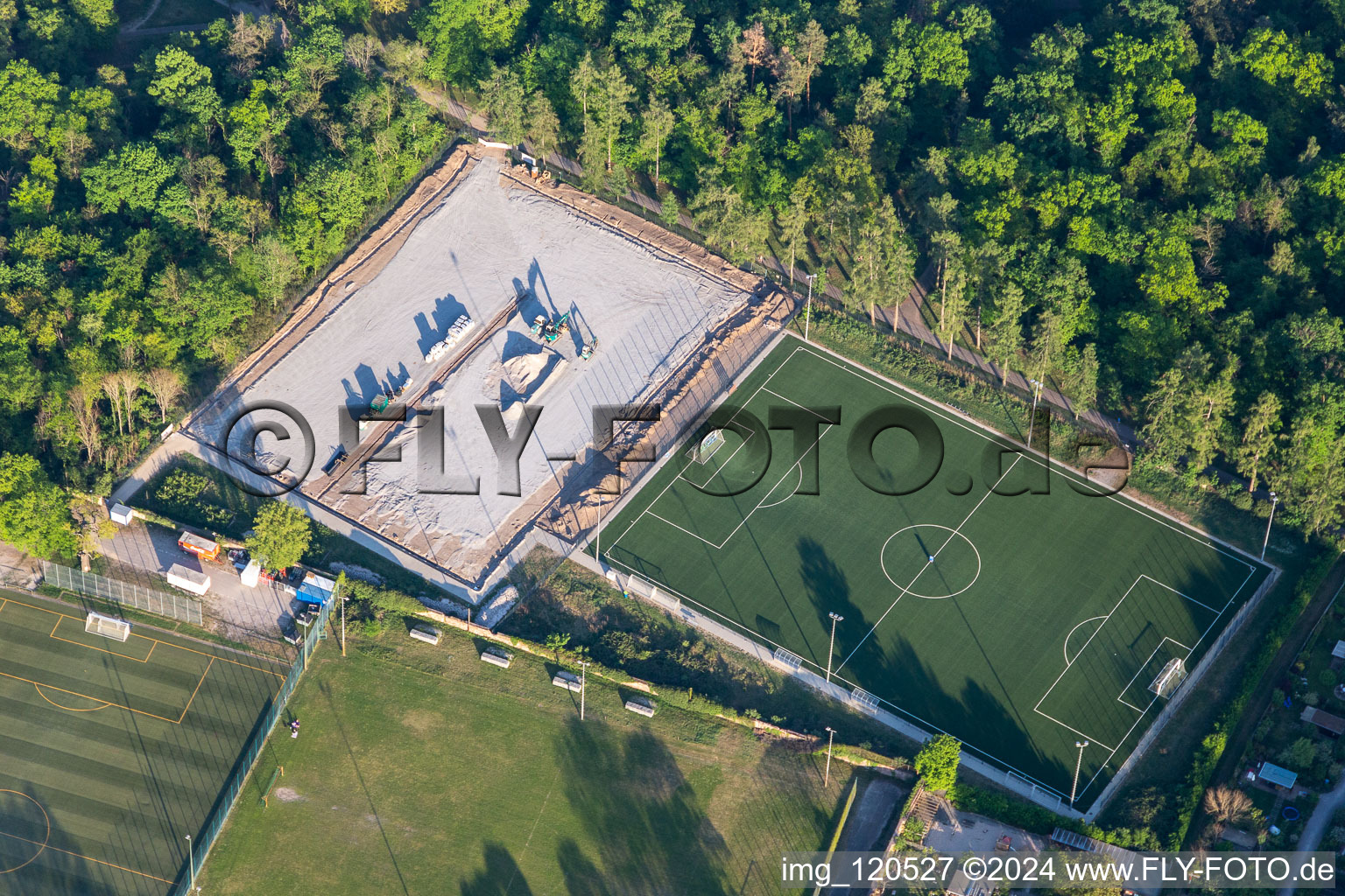 Sports fields at Ahaweg in the district Innenstadt-Ost in Karlsruhe in the state Baden-Wuerttemberg, Germany