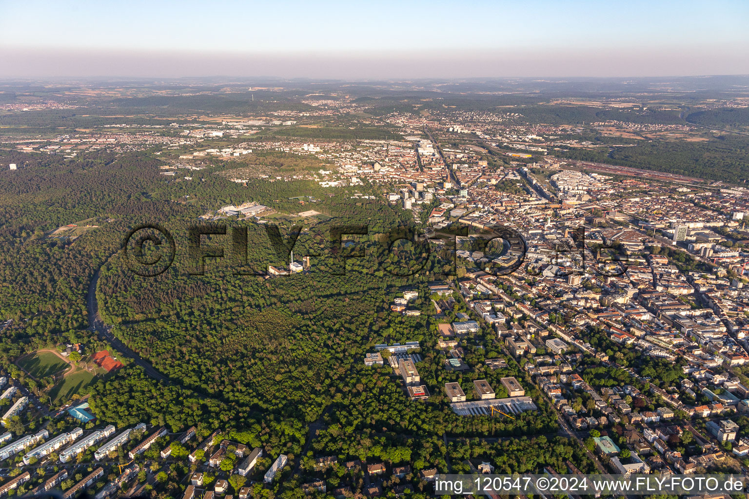 Adenauerring in the Hardtwald and circle around the castle park of the fan-shaped city in the district Innenstadt-West in Karlsruhe in the state Baden-Wuerttemberg, Germany