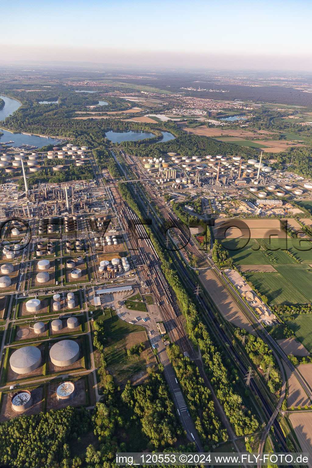 Aerial view of MIRO in the district Knielingen in Karlsruhe in the state Baden-Wuerttemberg, Germany