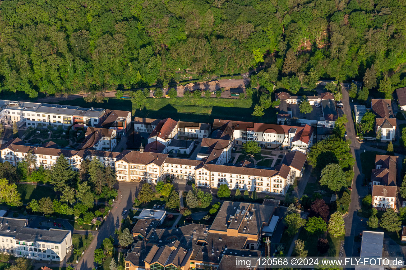 Oblique view of Pfalzklinik Landeck in Klingenmünster in the state Rhineland-Palatinate, Germany