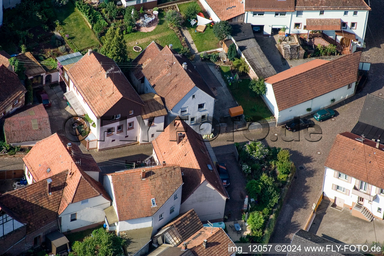 District Gräfenhausen in Annweiler am Trifels in the state Rhineland-Palatinate, Germany from a drone