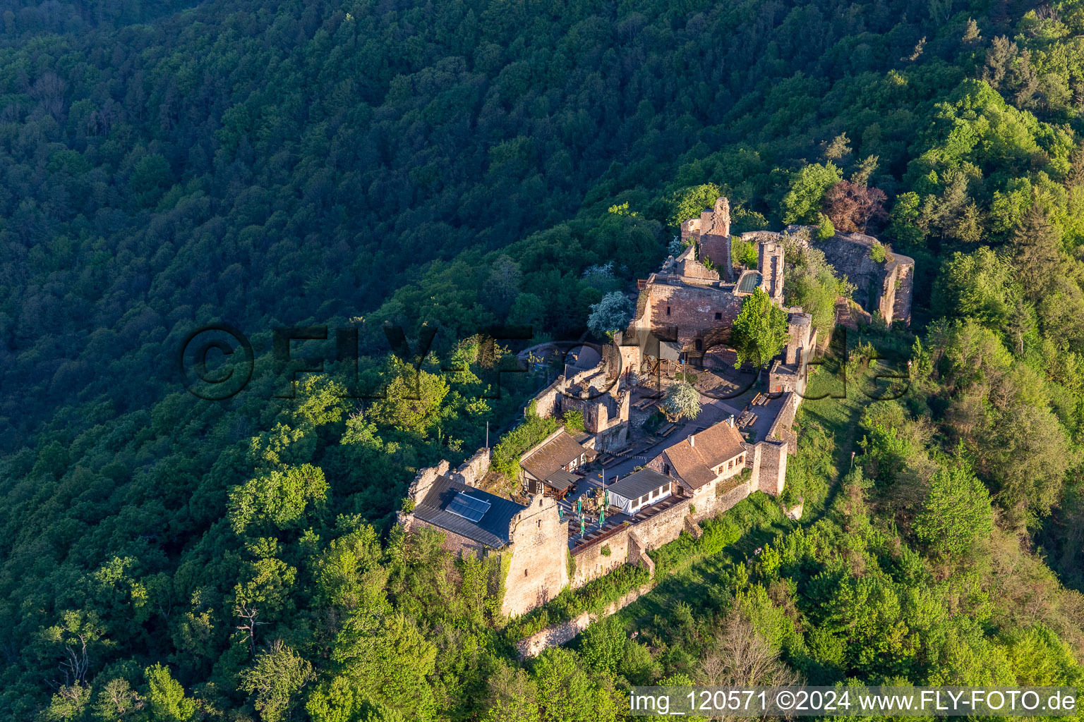 Madenburg in Eschbach in the state Rhineland-Palatinate, Germany from the plane