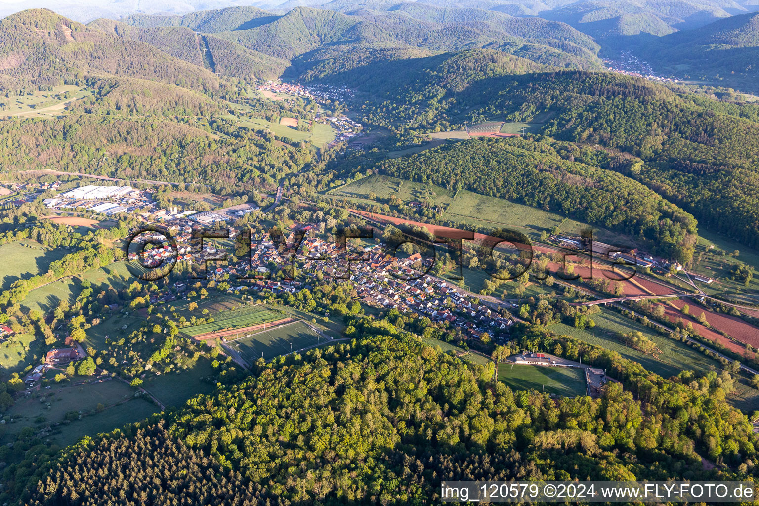 Annweiler am Trifels in the state Rhineland-Palatinate, Germany viewn from the air