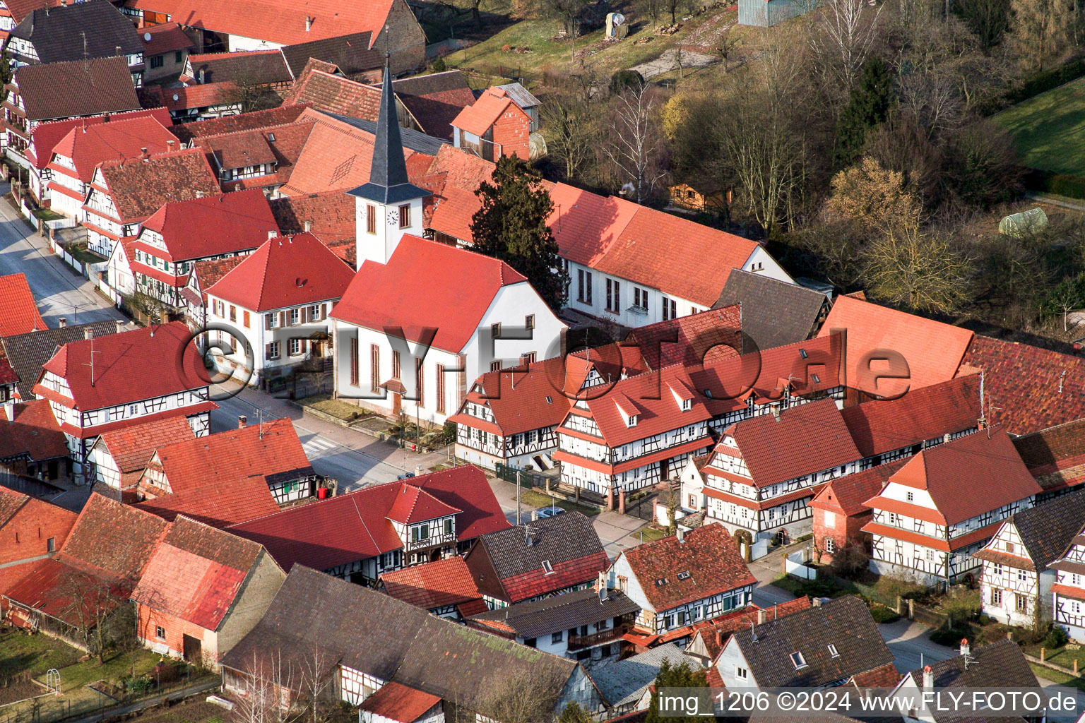 Rue des 2 Eglises in Seebach in the state Bas-Rhin, France