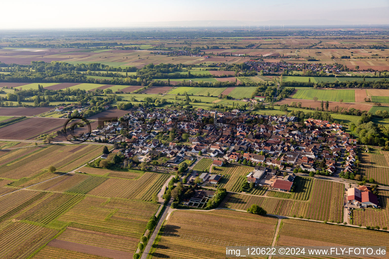 Venningen in the state Rhineland-Palatinate, Germany from above