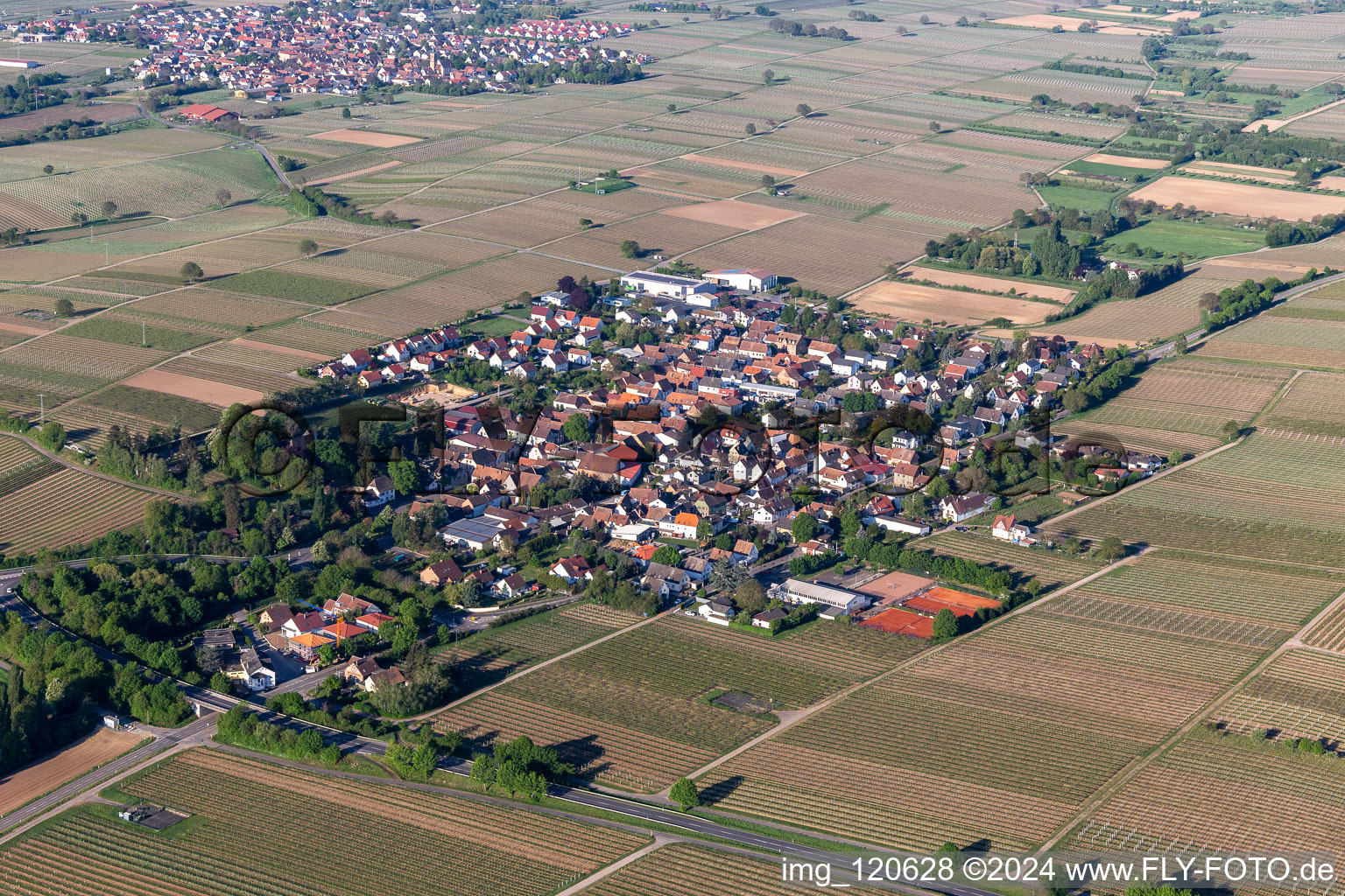 Walsheim in the state Rhineland-Palatinate, Germany from a drone