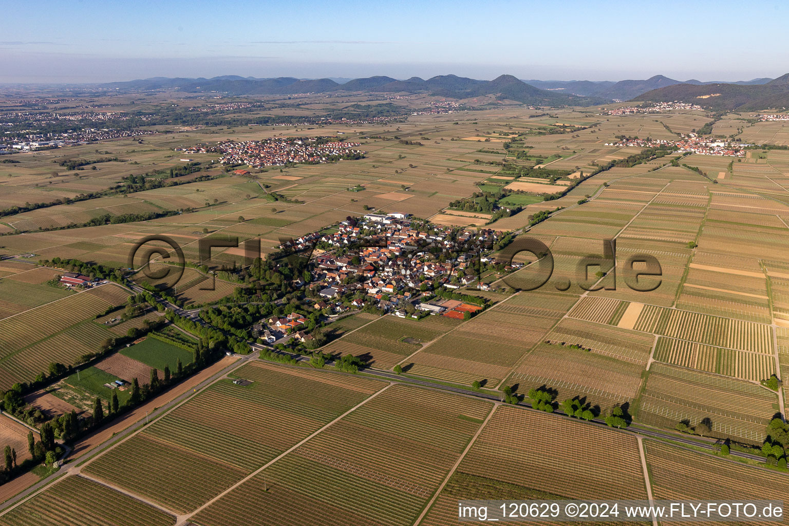 Walsheim in the state Rhineland-Palatinate, Germany seen from a drone