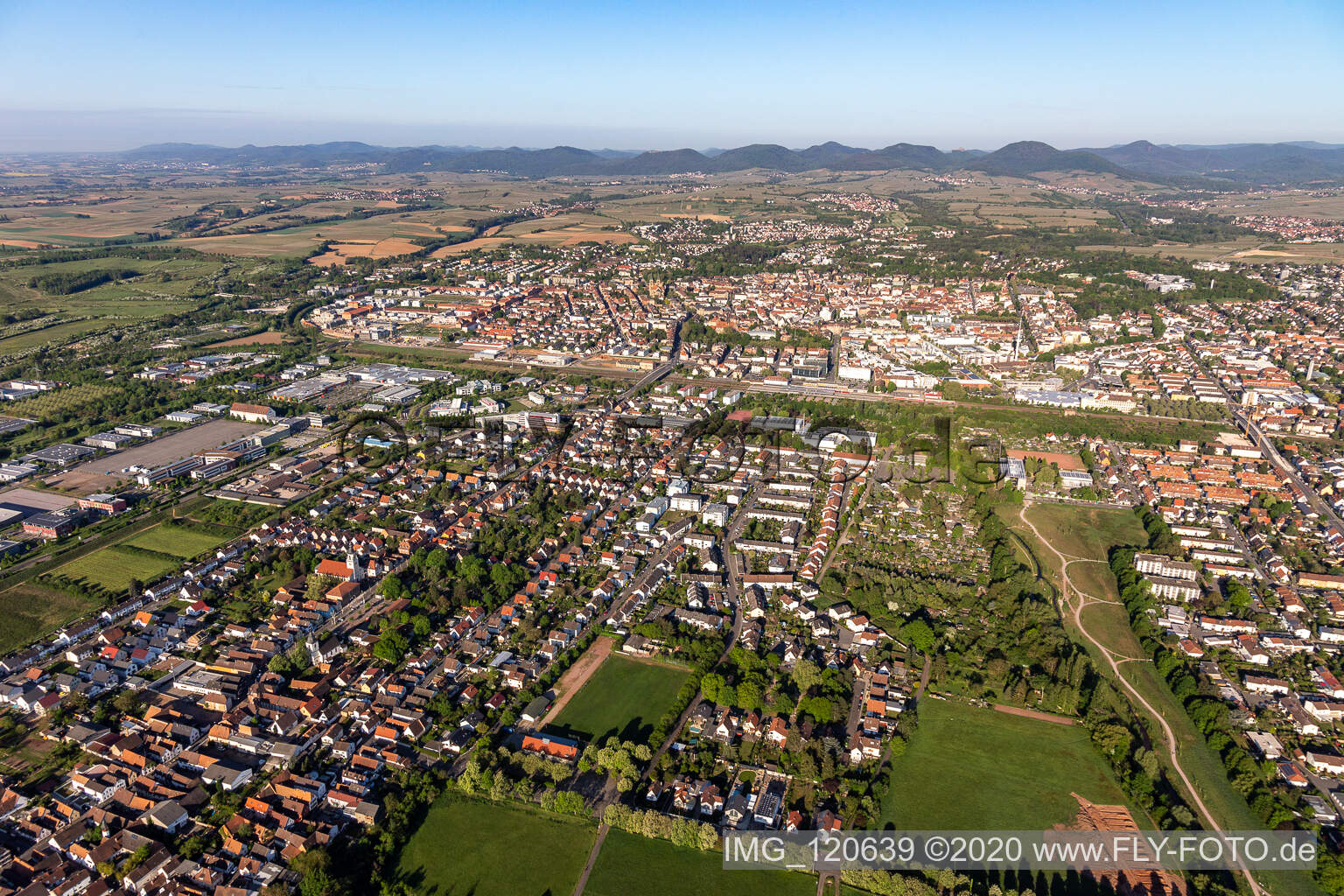 City area with outside districts and inner city area in Landau in der Pfalz in the state Rhineland-Palatinate, Germany