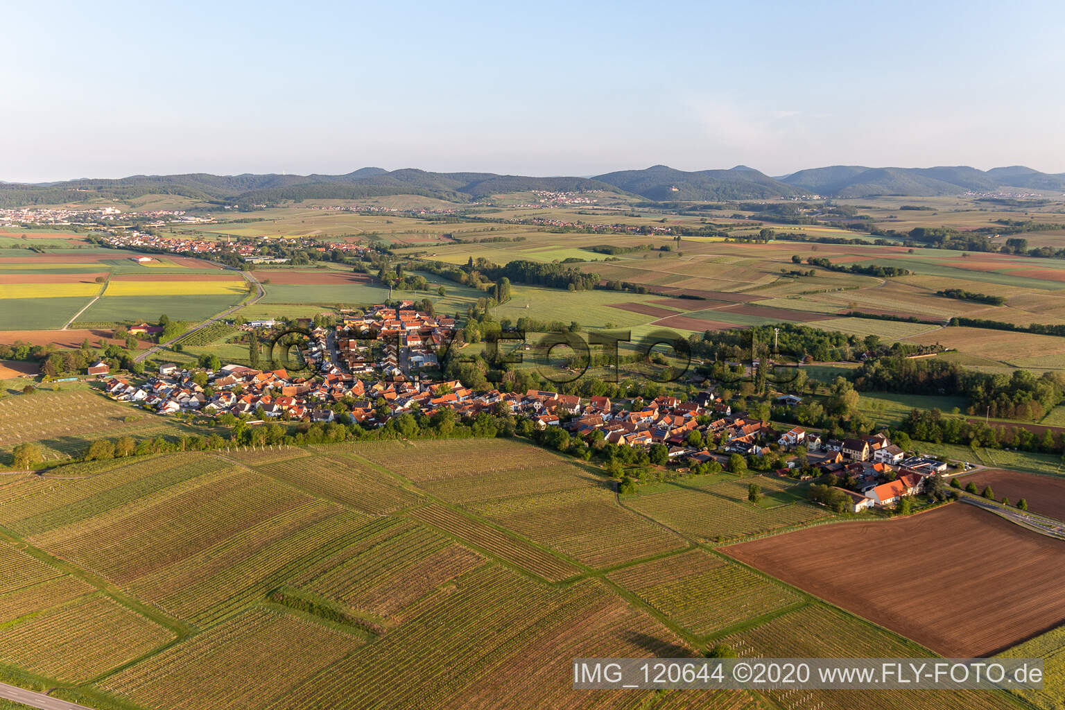 Oberhausen in the state Rhineland-Palatinate, Germany seen from above