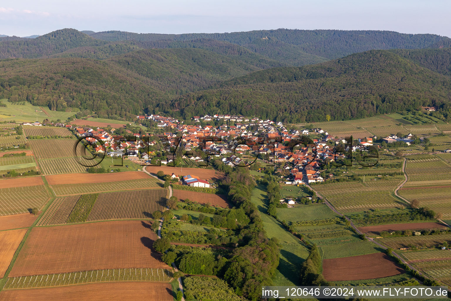 Oberotterbach in the state Rhineland-Palatinate, Germany viewn from the air