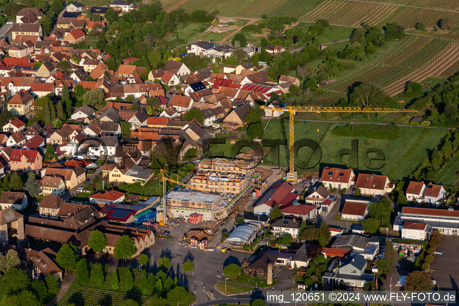 New building behind the Weintor in Schweigen in the district Schweigen in Schweigen-Rechtenbach in the state Rhineland-Palatinate, Germany