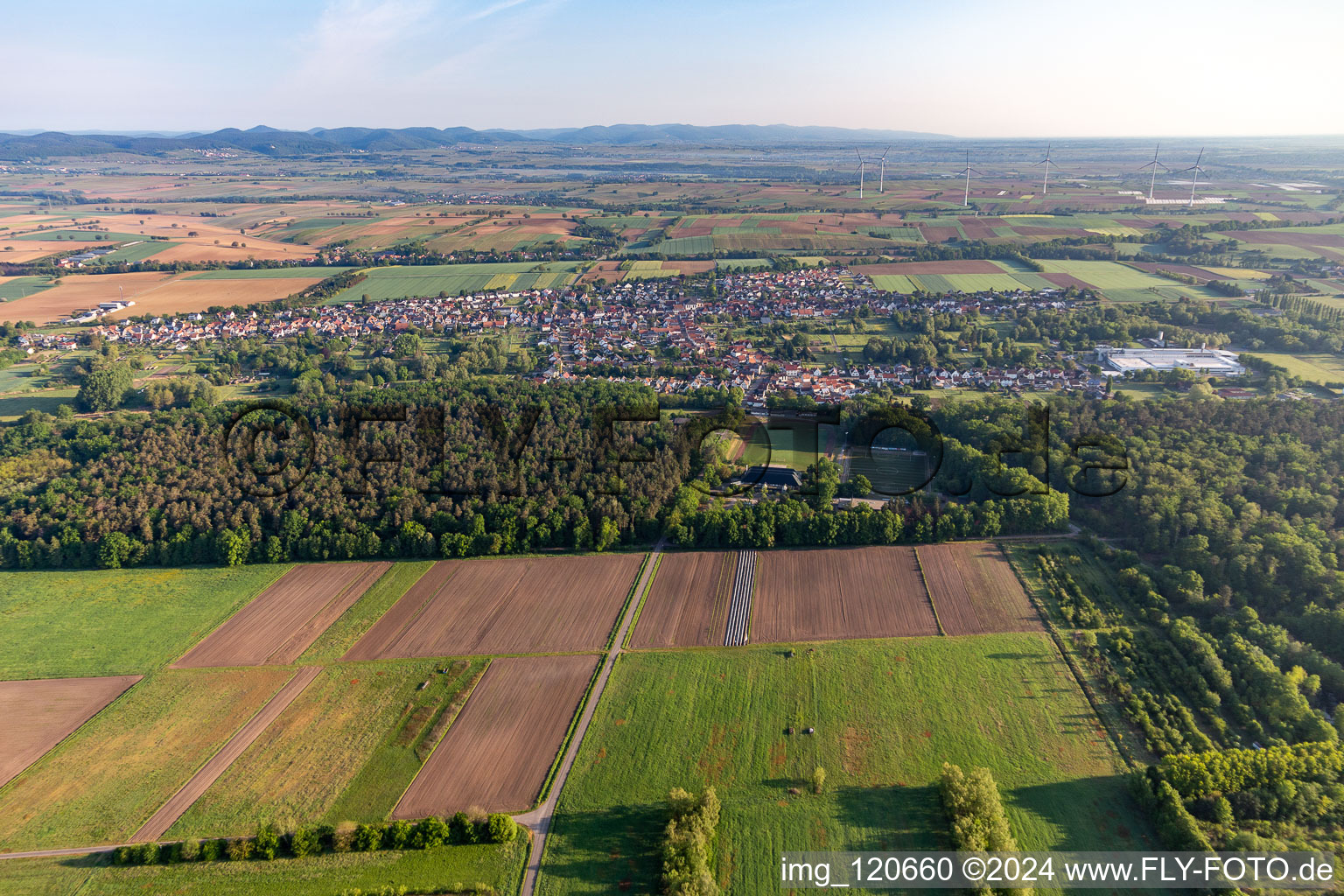 Aerial photograpy of District Schaidt in Wörth am Rhein in the state Rhineland-Palatinate, Germany