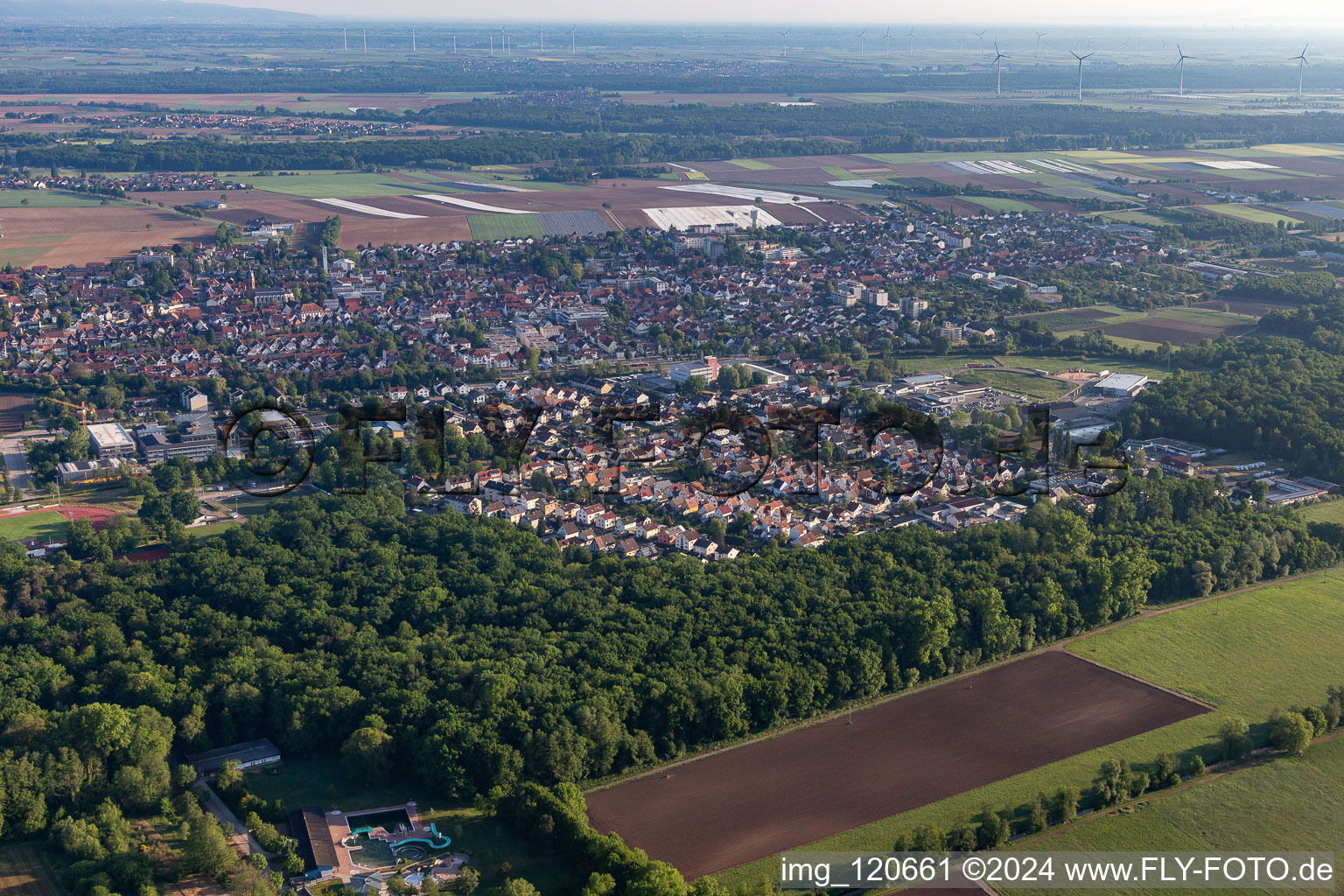 Kandel in the state Rhineland-Palatinate, Germany seen from above