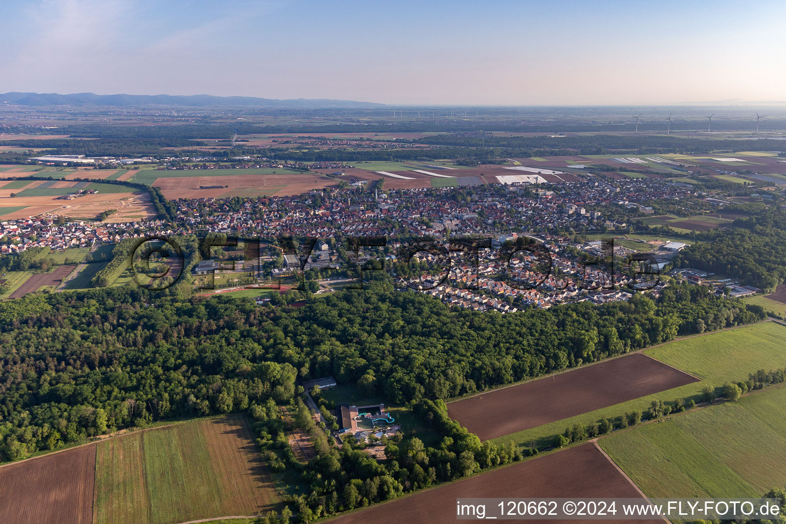 Kandel in the state Rhineland-Palatinate, Germany from the plane