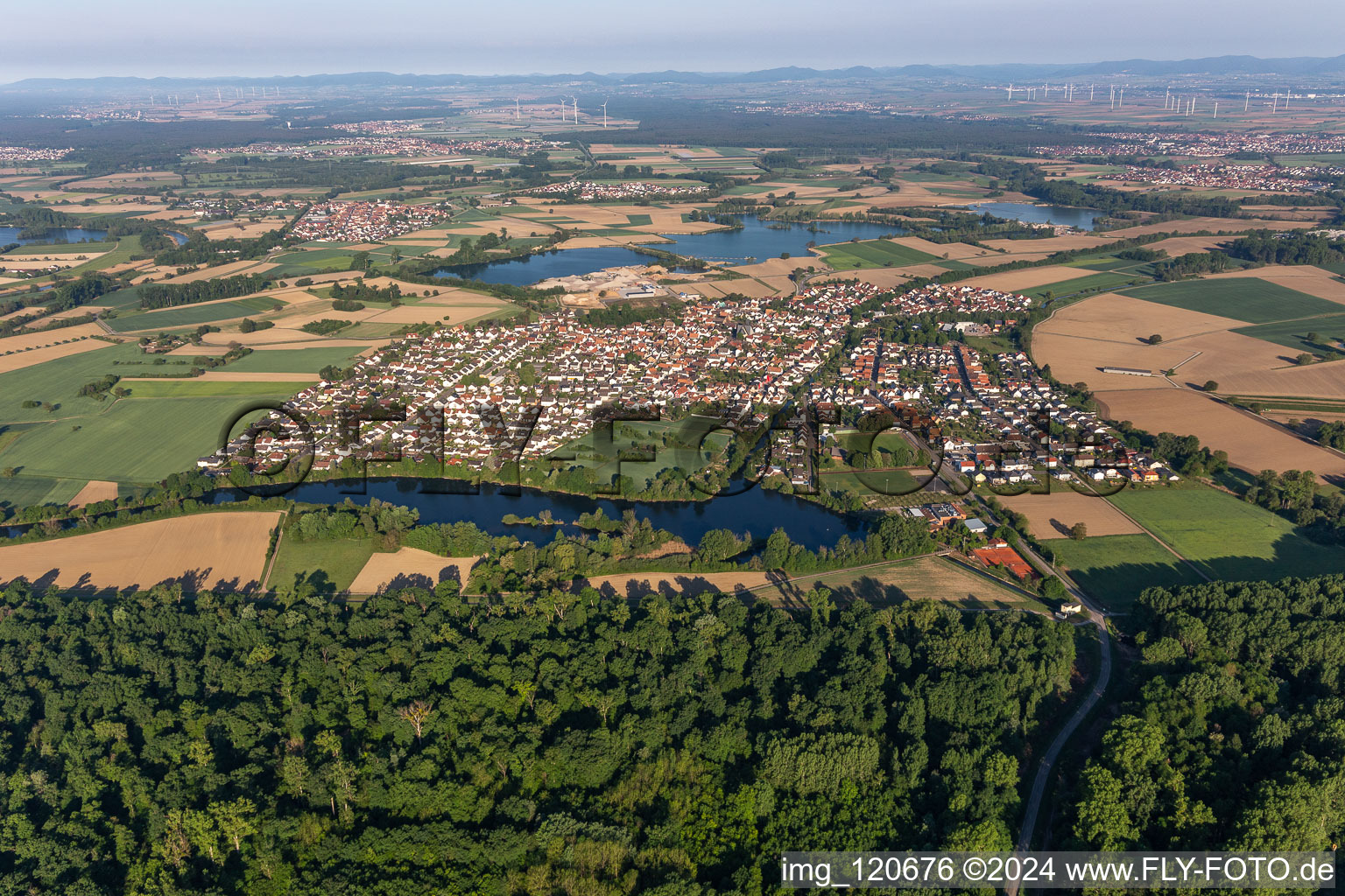 Leimersheim in the state Rhineland-Palatinate, Germany from above