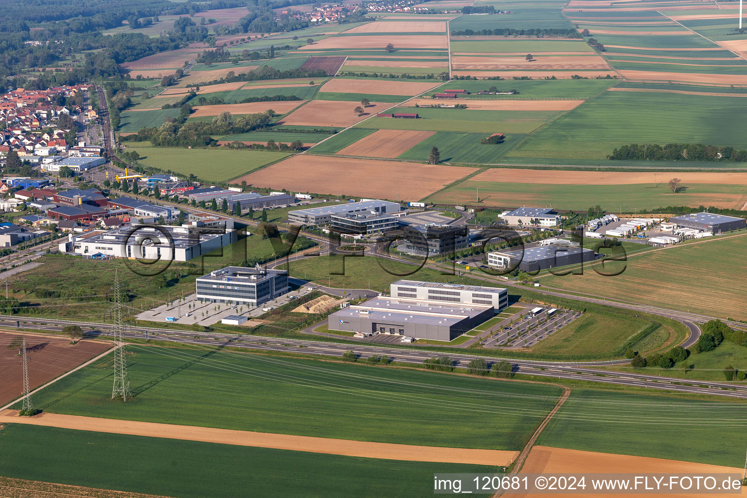 Aerial view of Industrial area north in Rülzheim in the state Rhineland-Palatinate, Germany