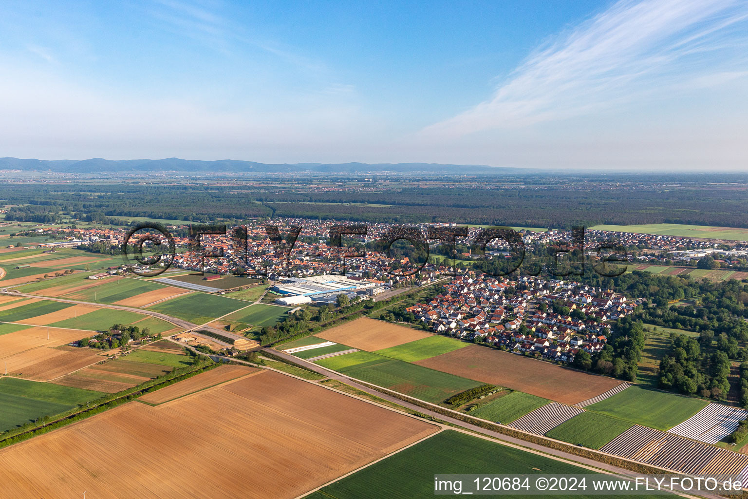 Bellheim in the state Rhineland-Palatinate, Germany from the plane