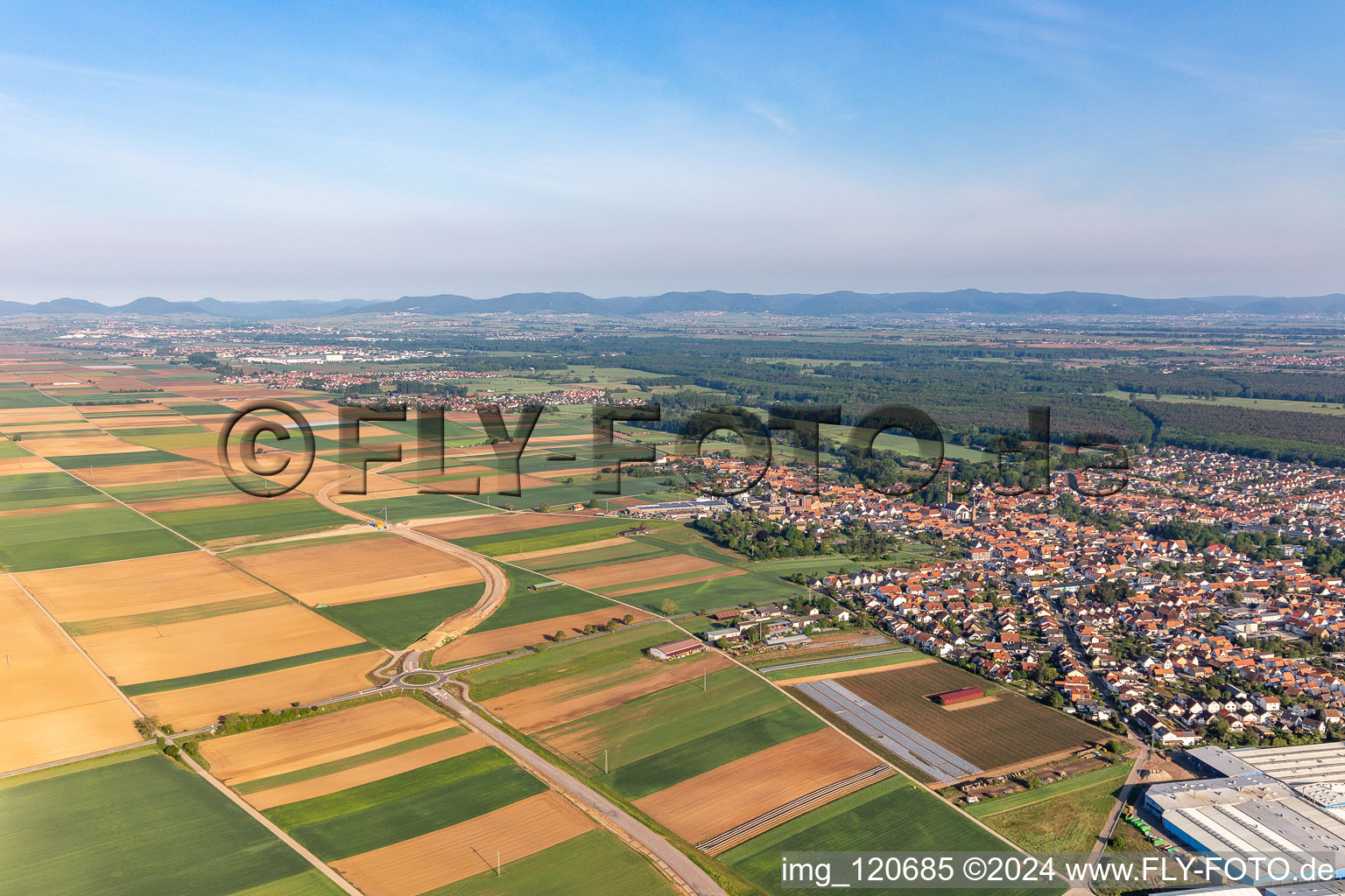 Bird's eye view of Bellheim in the state Rhineland-Palatinate, Germany