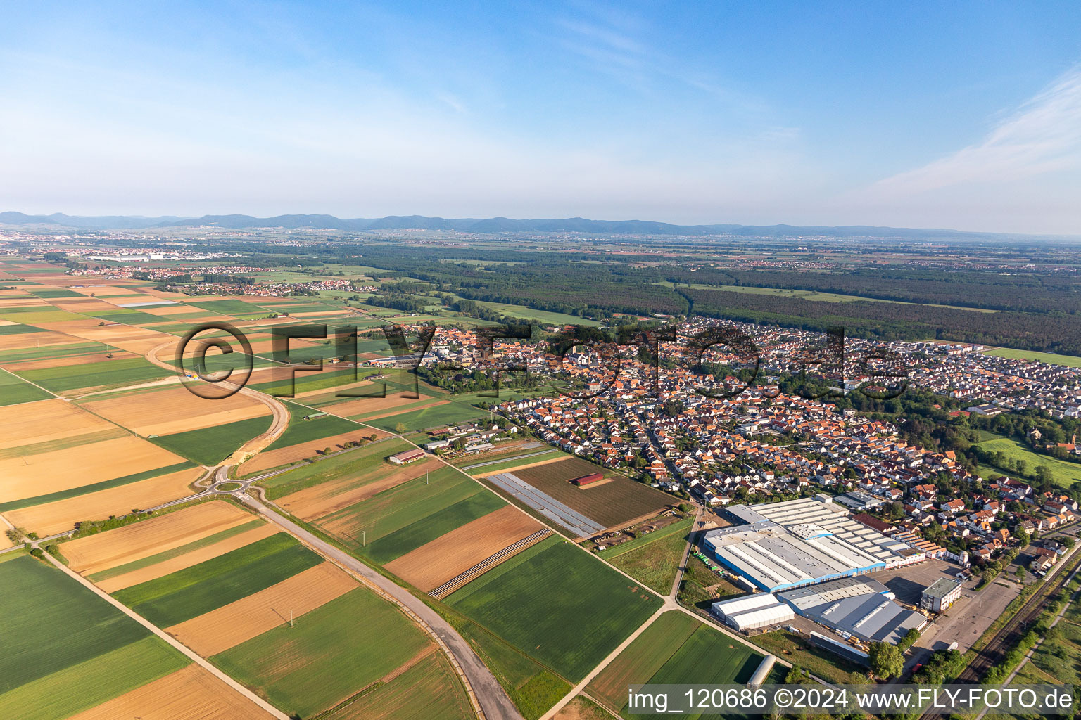 Bellheim in the state Rhineland-Palatinate, Germany viewn from the air