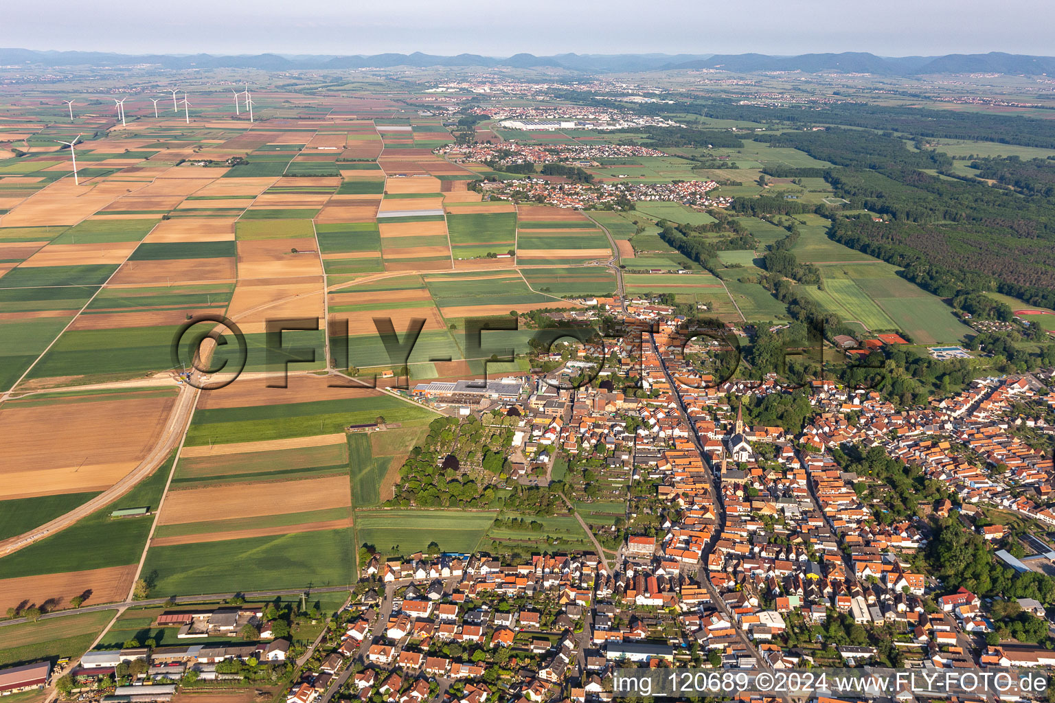 Drone image of Bellheim in the state Rhineland-Palatinate, Germany