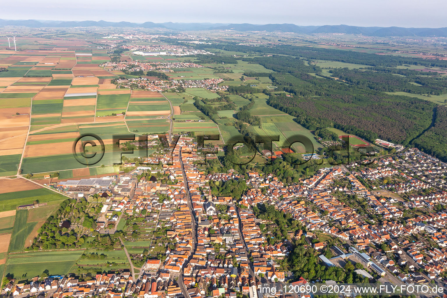 Bellheim in the state Rhineland-Palatinate, Germany from the drone perspective