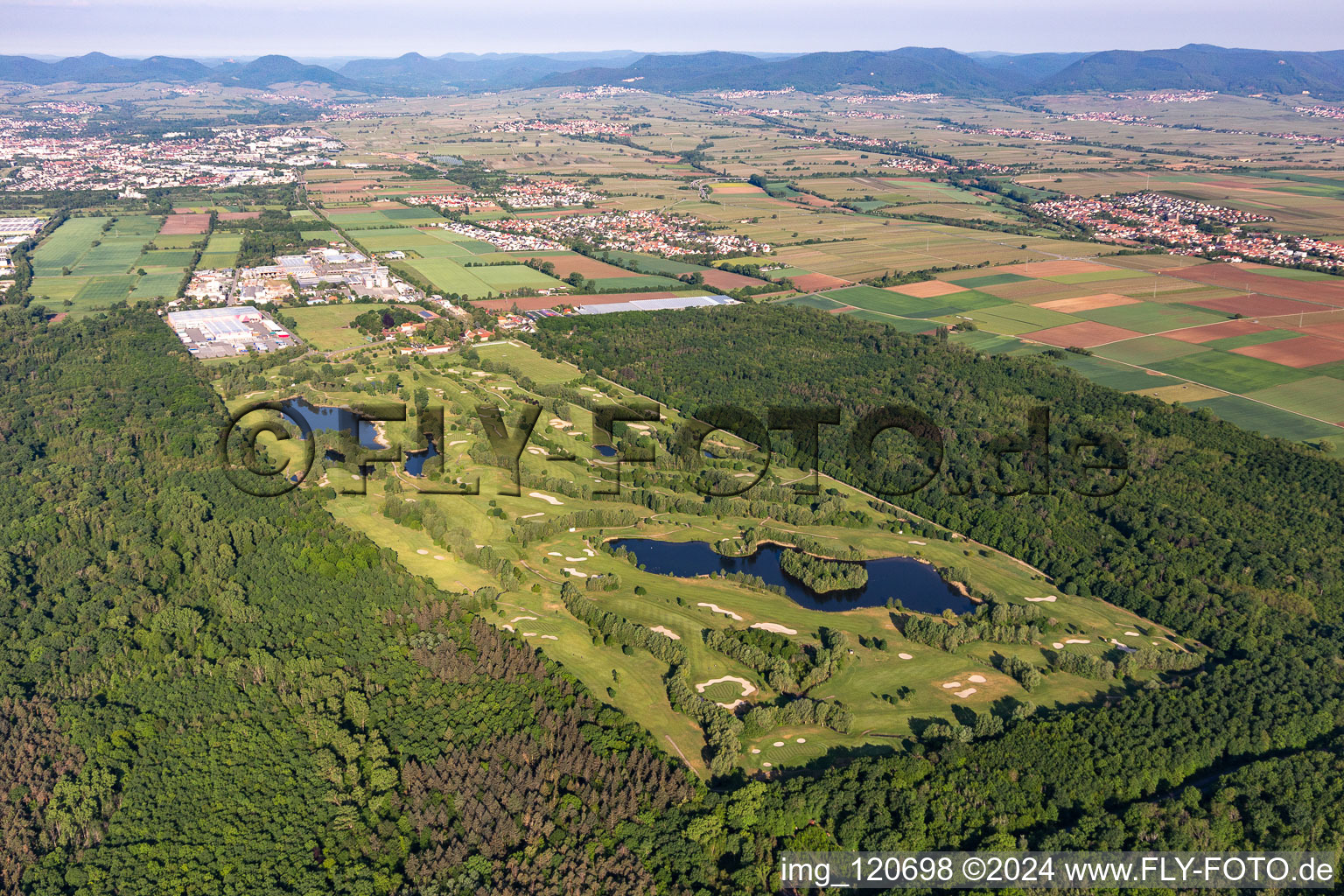 Grounds of the Golf course at Golfanlage Landgut Dreihof in Essingen in the state Rhineland-Palatinate