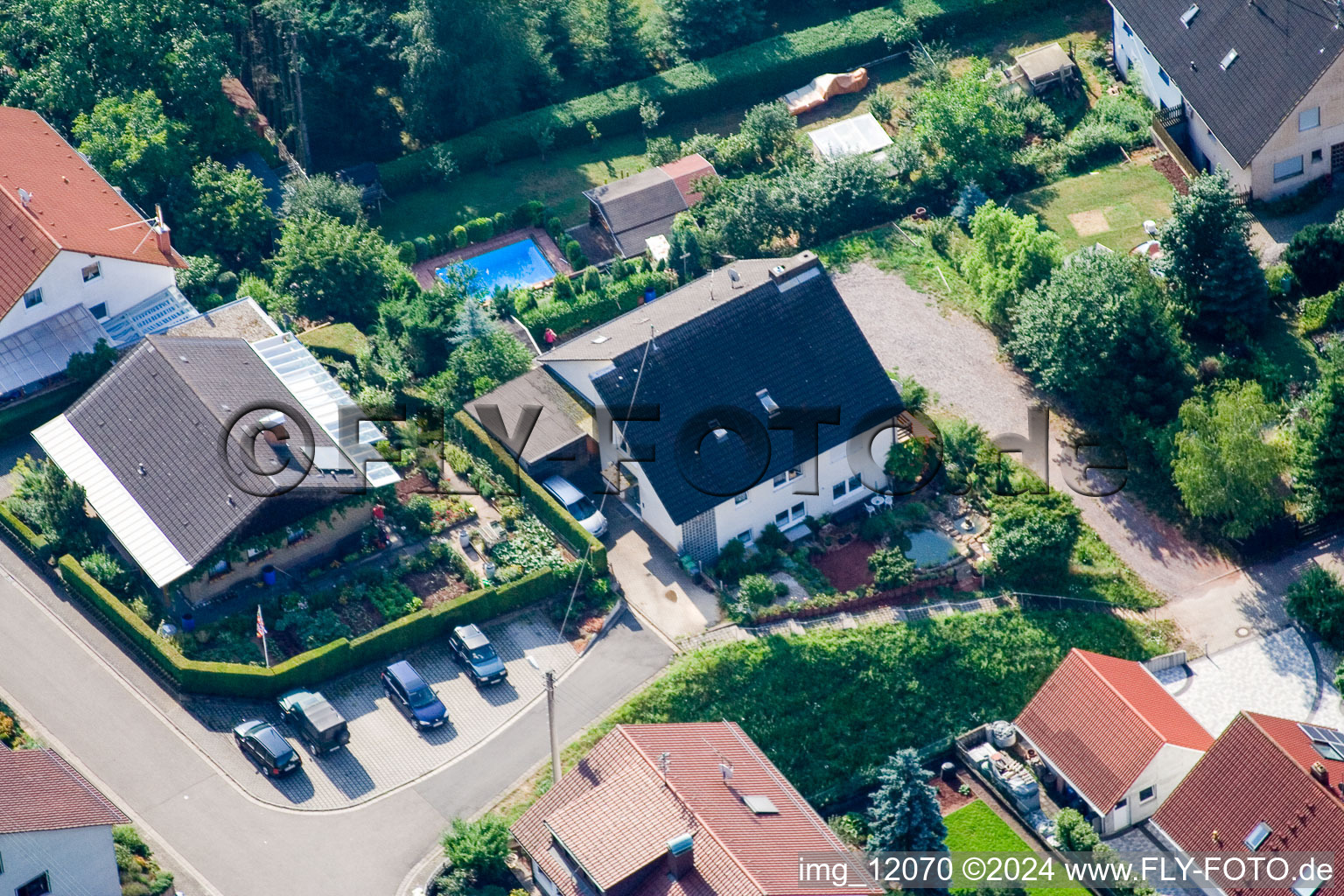 District Gräfenhausen in Annweiler am Trifels in the state Rhineland-Palatinate, Germany viewn from the air