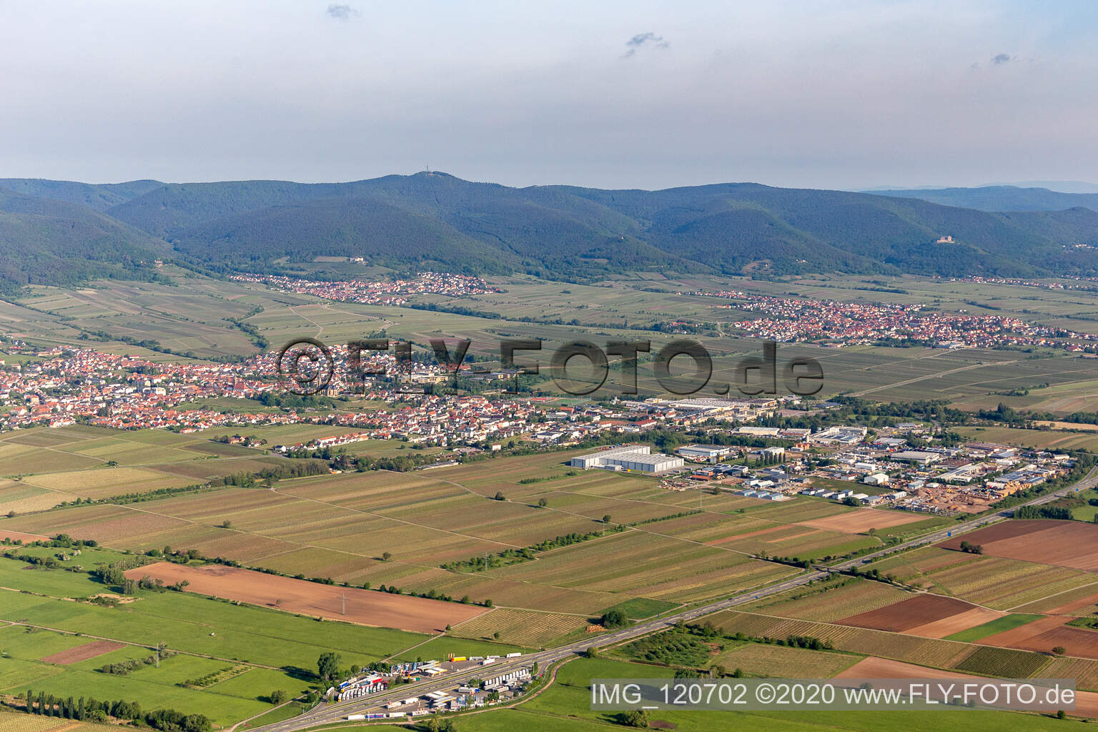 Edenkoben in the state Rhineland-Palatinate, Germany from the drone perspective