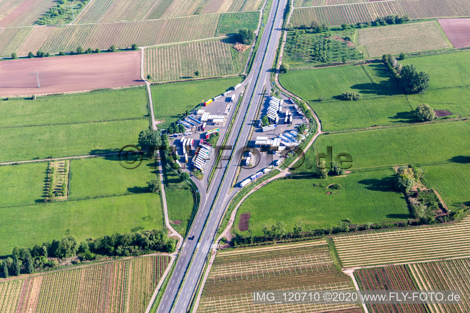 Weinstrasse motorway service station on the A65 in Edesheim in the state Rhineland-Palatinate, Germany