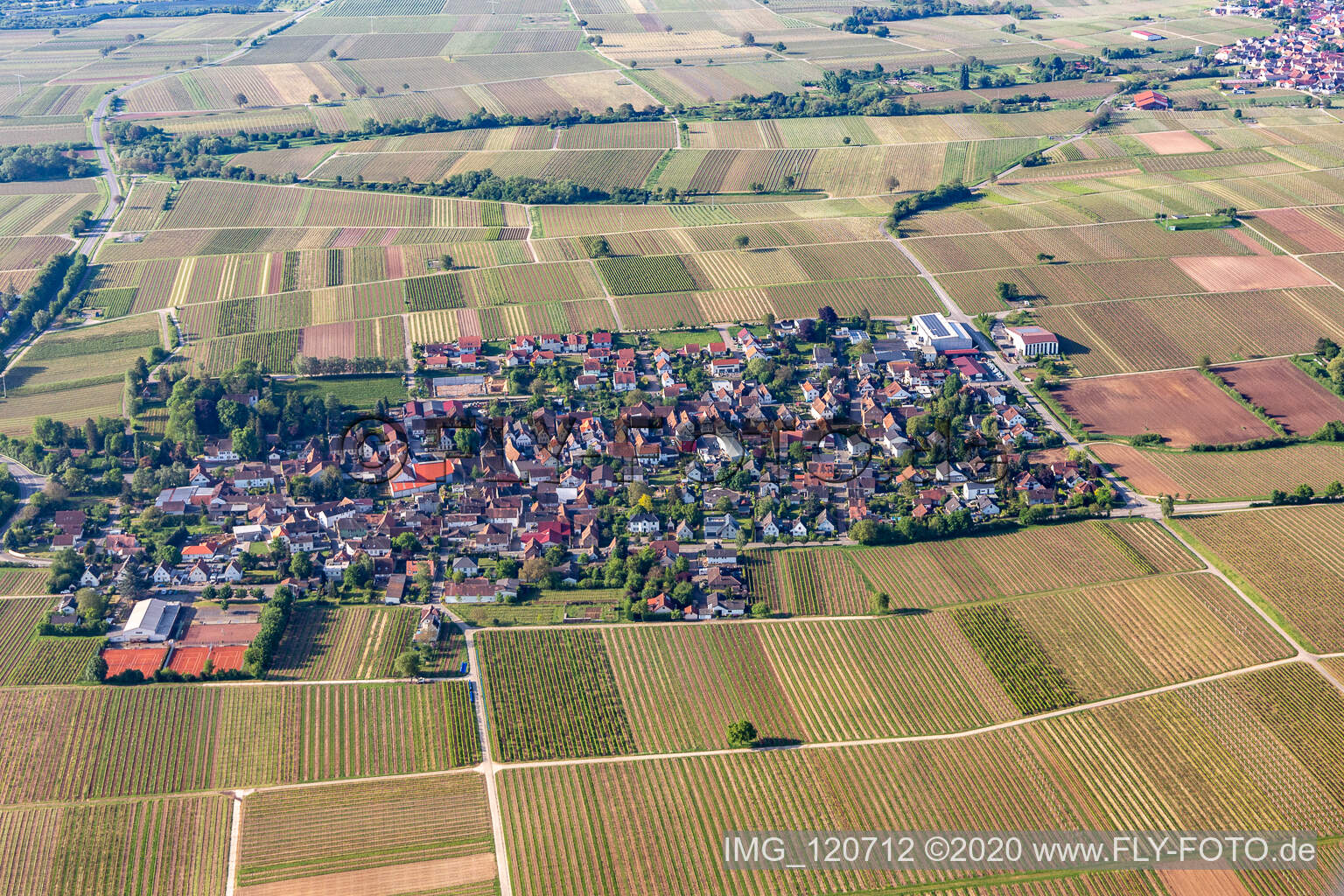 Aerial view of Walsheim in the state Rhineland-Palatinate, Germany