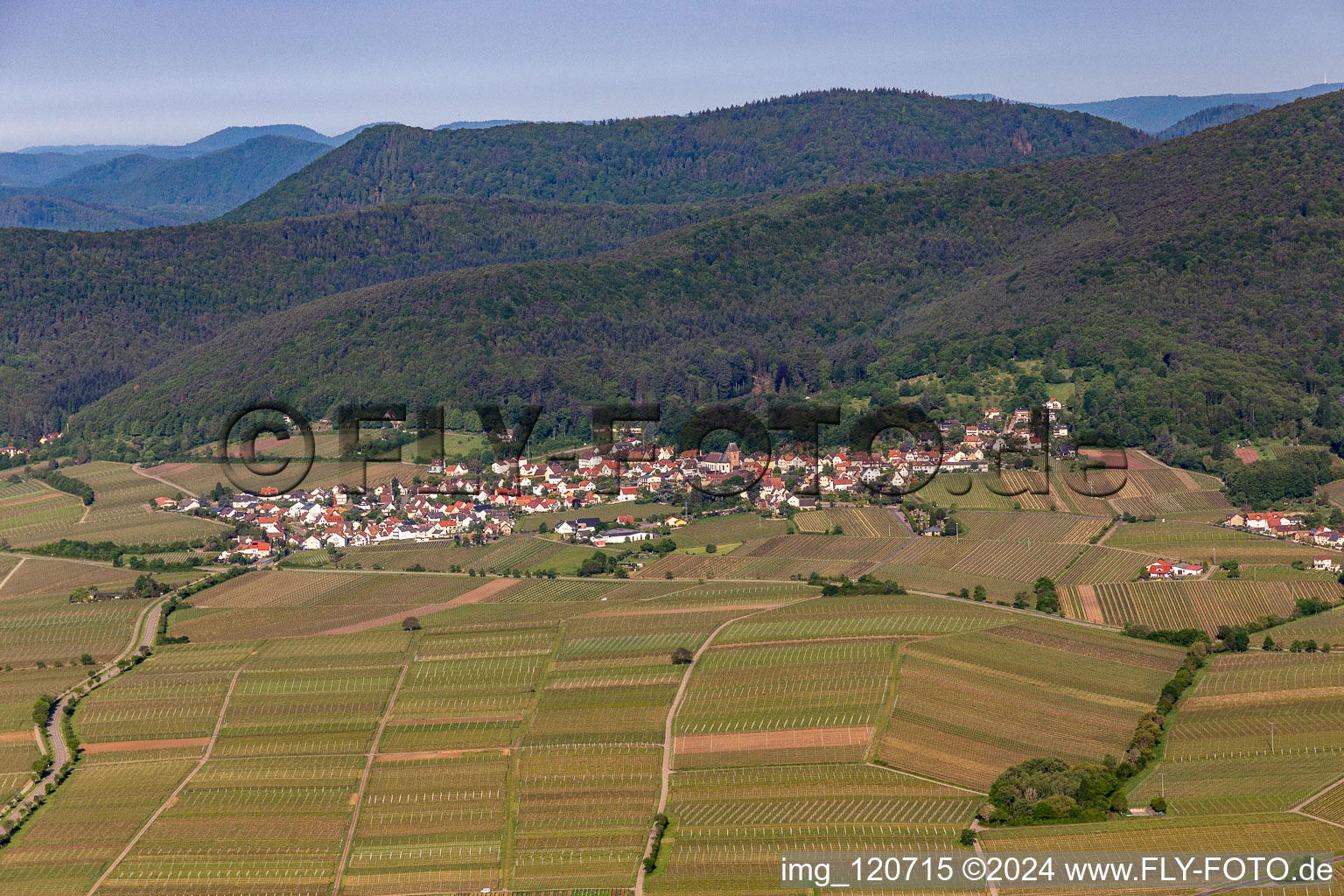 Gleisweiler in the state Rhineland-Palatinate, Germany seen from above