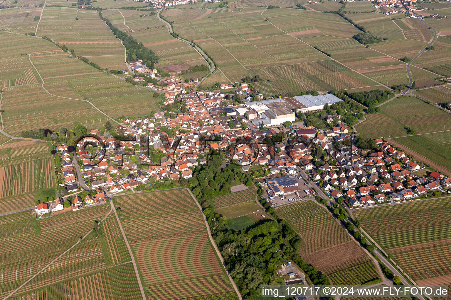 Town View of the streets and houses of the residential areas in Boechingen in the state Rhineland-Palatinate