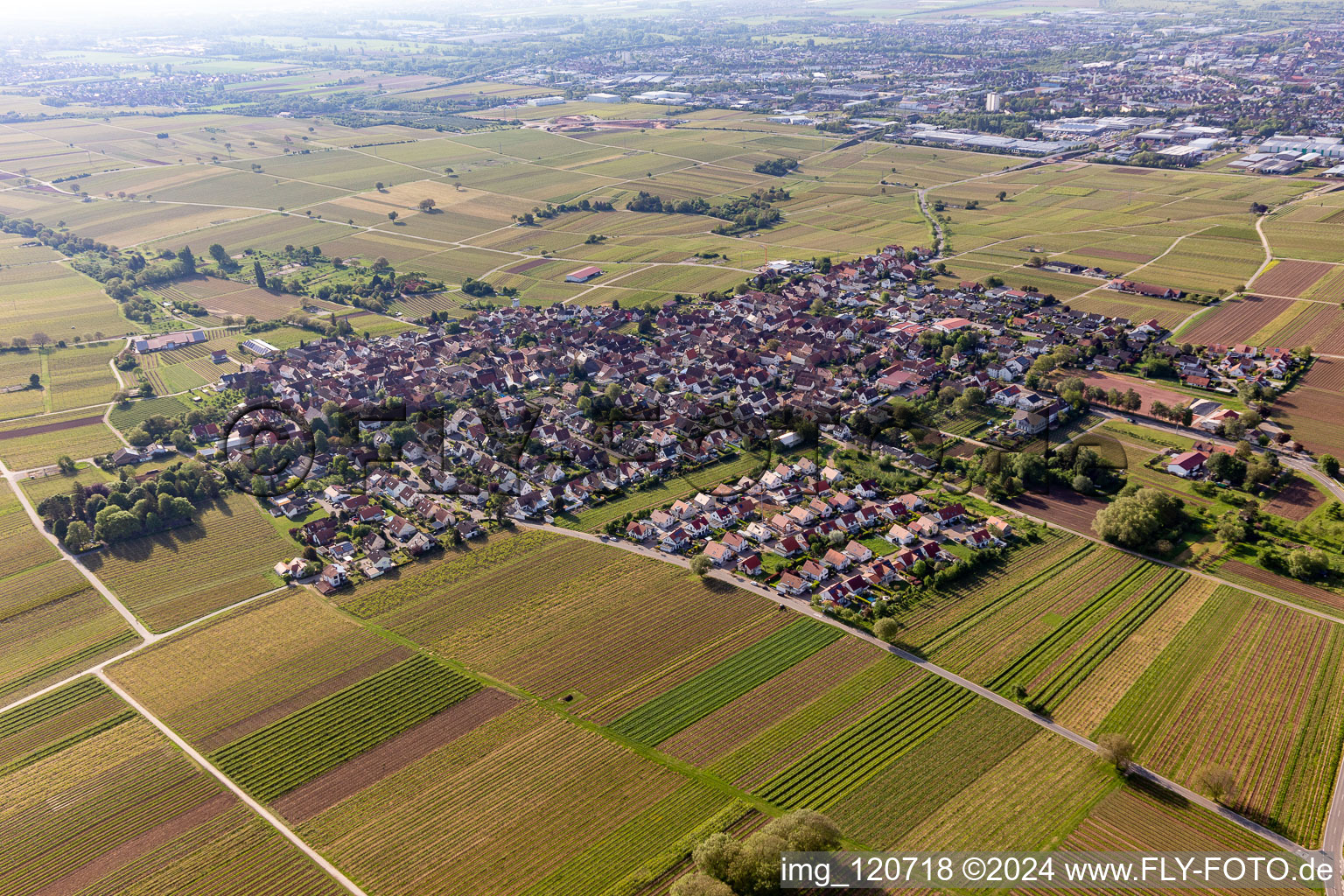 Aerial photograpy of District Nußdorf in Landau in der Pfalz in the state Rhineland-Palatinate, Germany